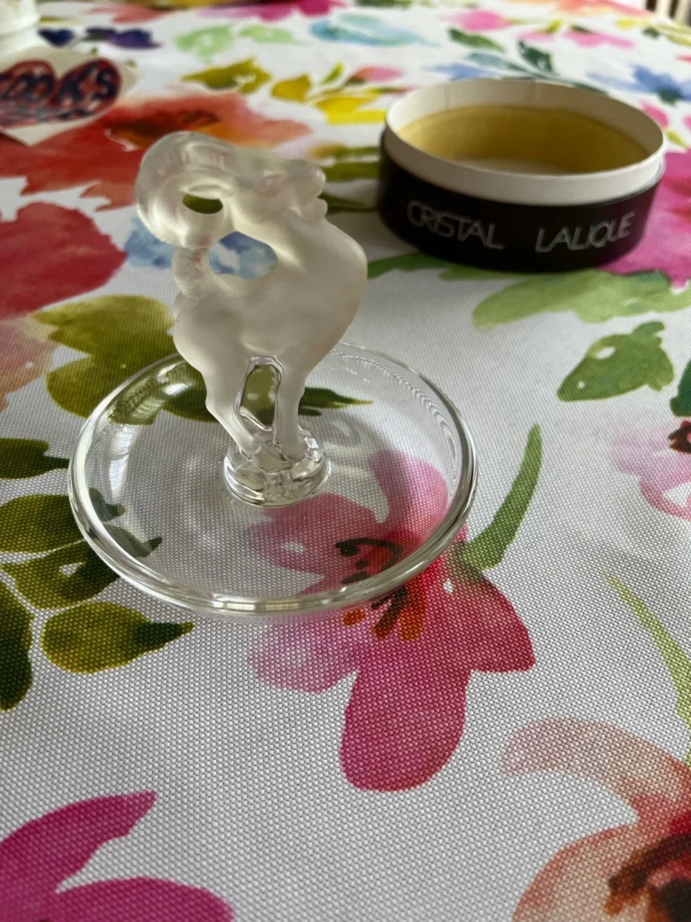 Lalique Frosted Crystal Figural Ram/Aries Jewelry Holder/Ring vintage/original - Picture 5 of 8